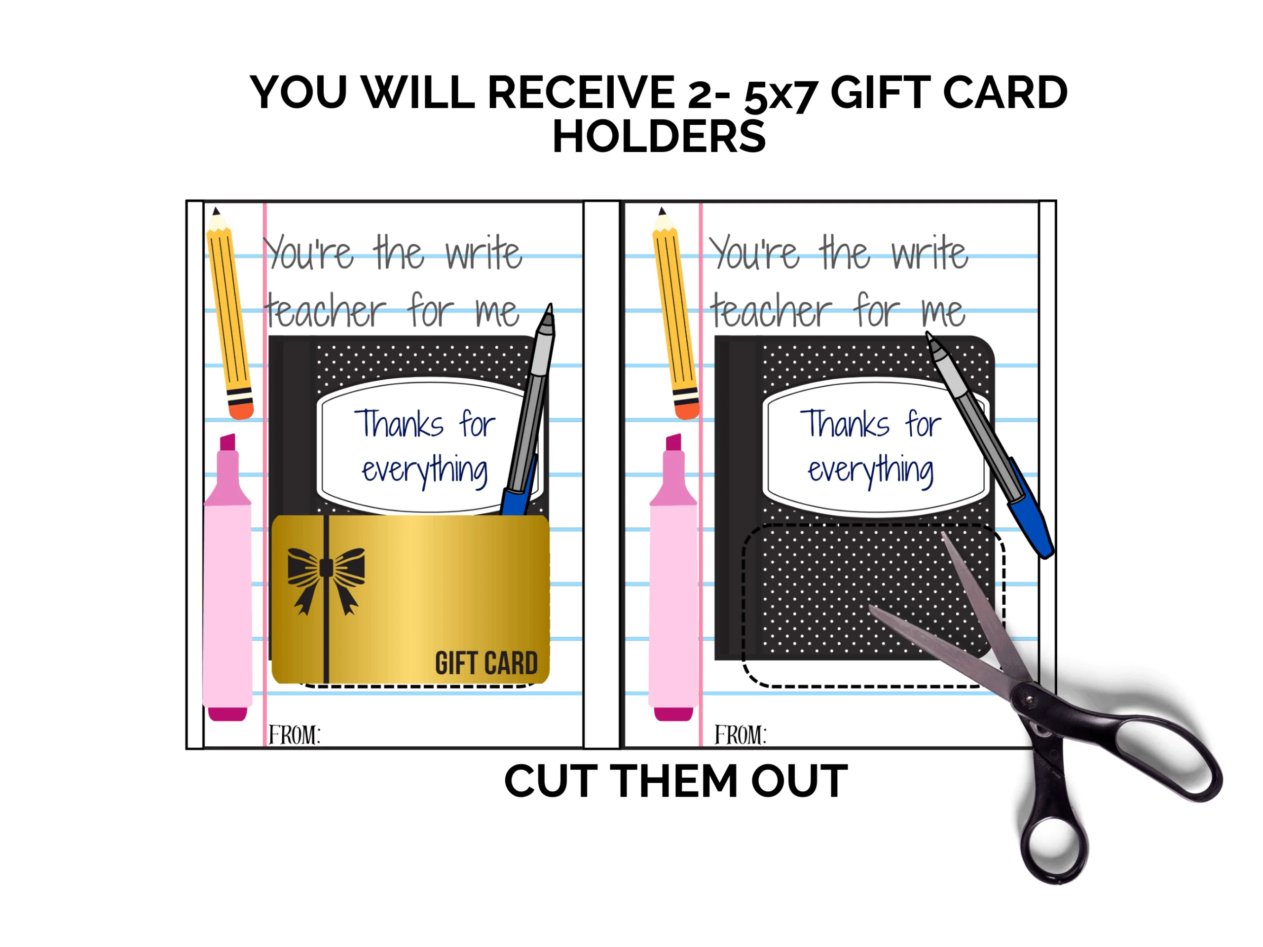 Teacher Appreciation Gift Card Holder, Digital Download, Printable, Last Minute Gifts - Image 2