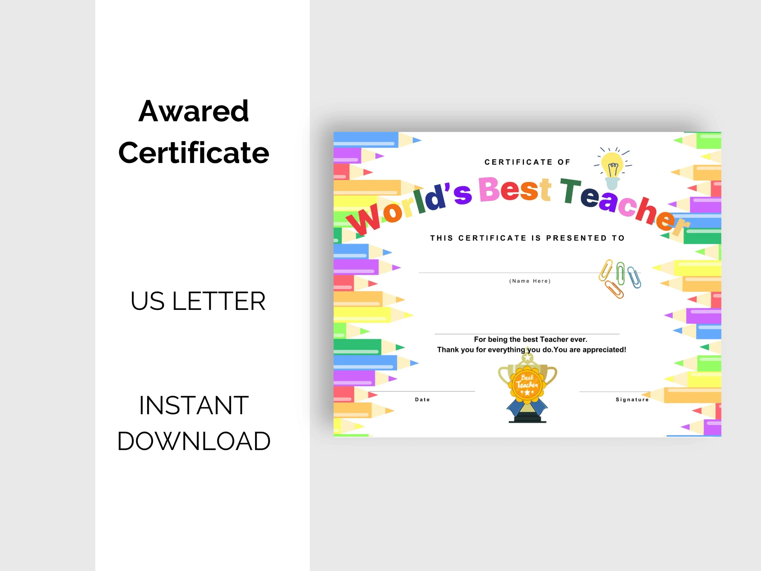 Best Teacher Certificate World's Best Teacher appreciation - Image 4