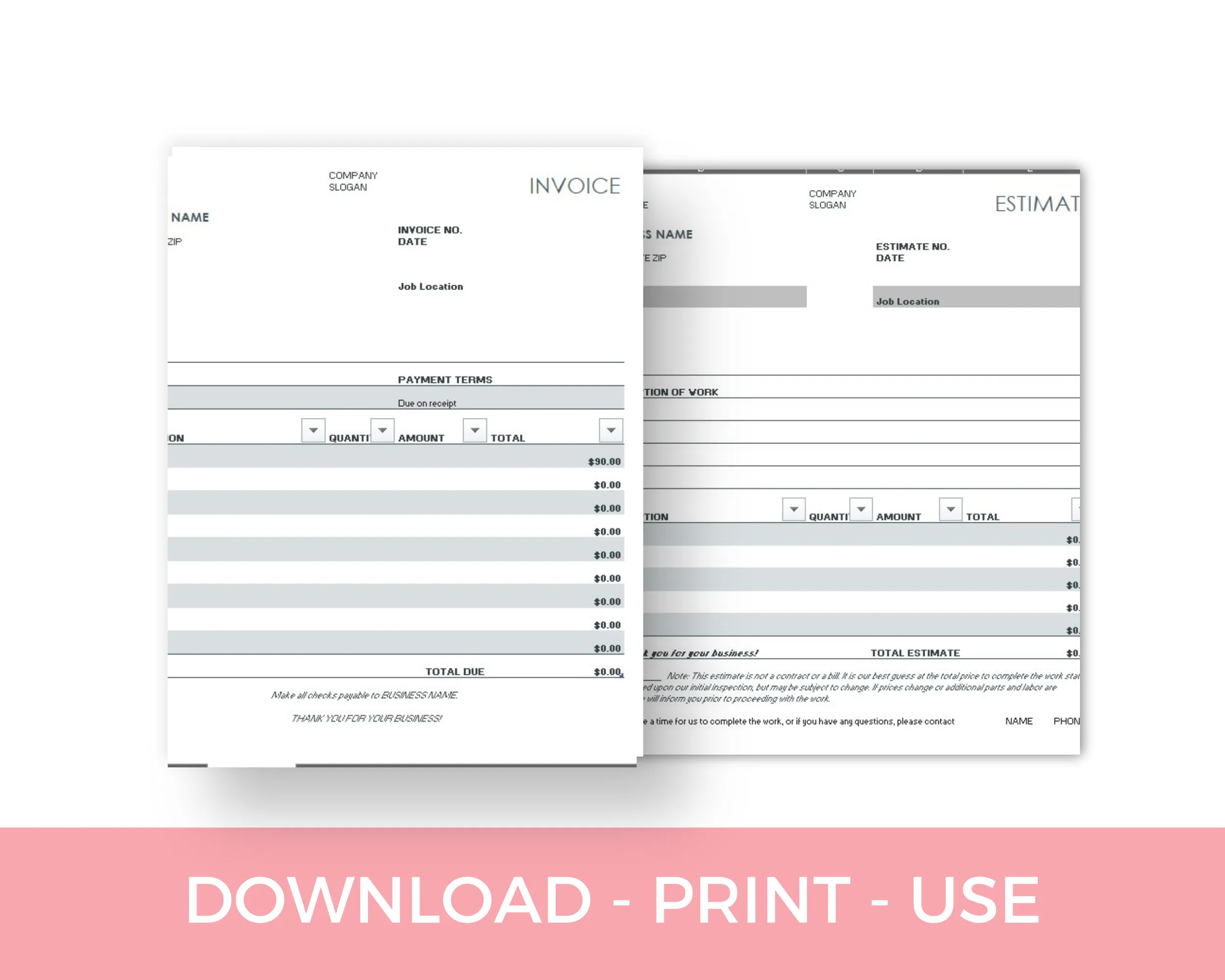 Streamline Your Business with our Professional Job Estimate and Invoice Templates