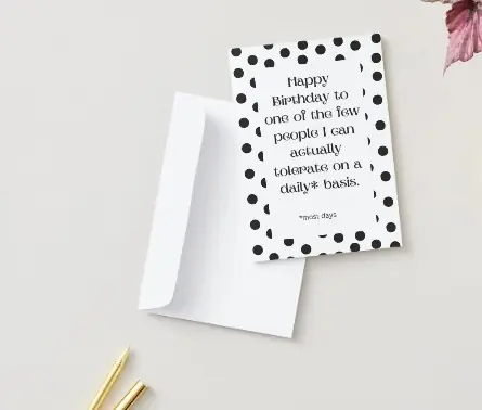 Printable Birthday Card Tolerate You