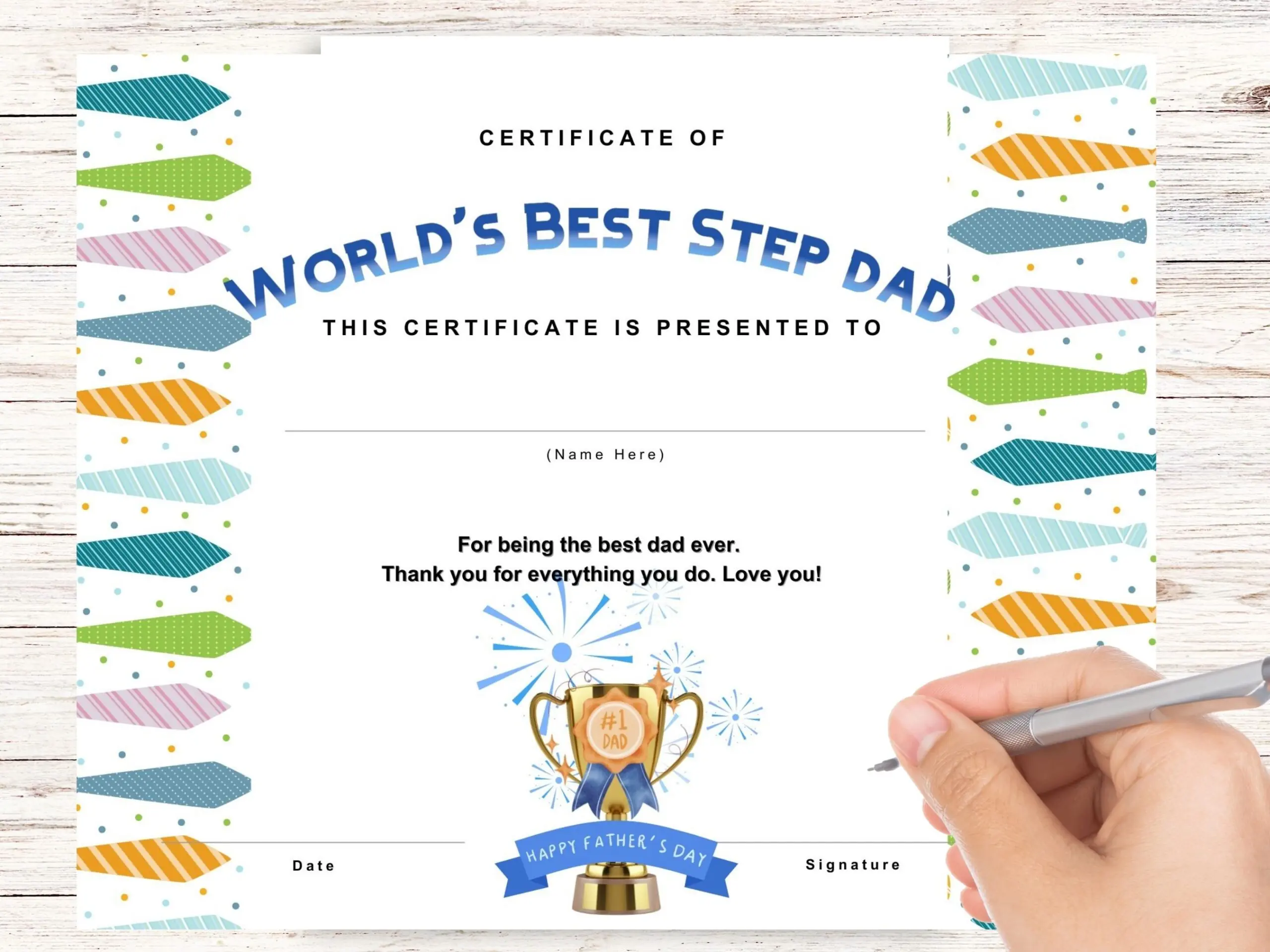 Best Step Dad Certificate World's Best Step Dad, Father's Day gift - Image 2