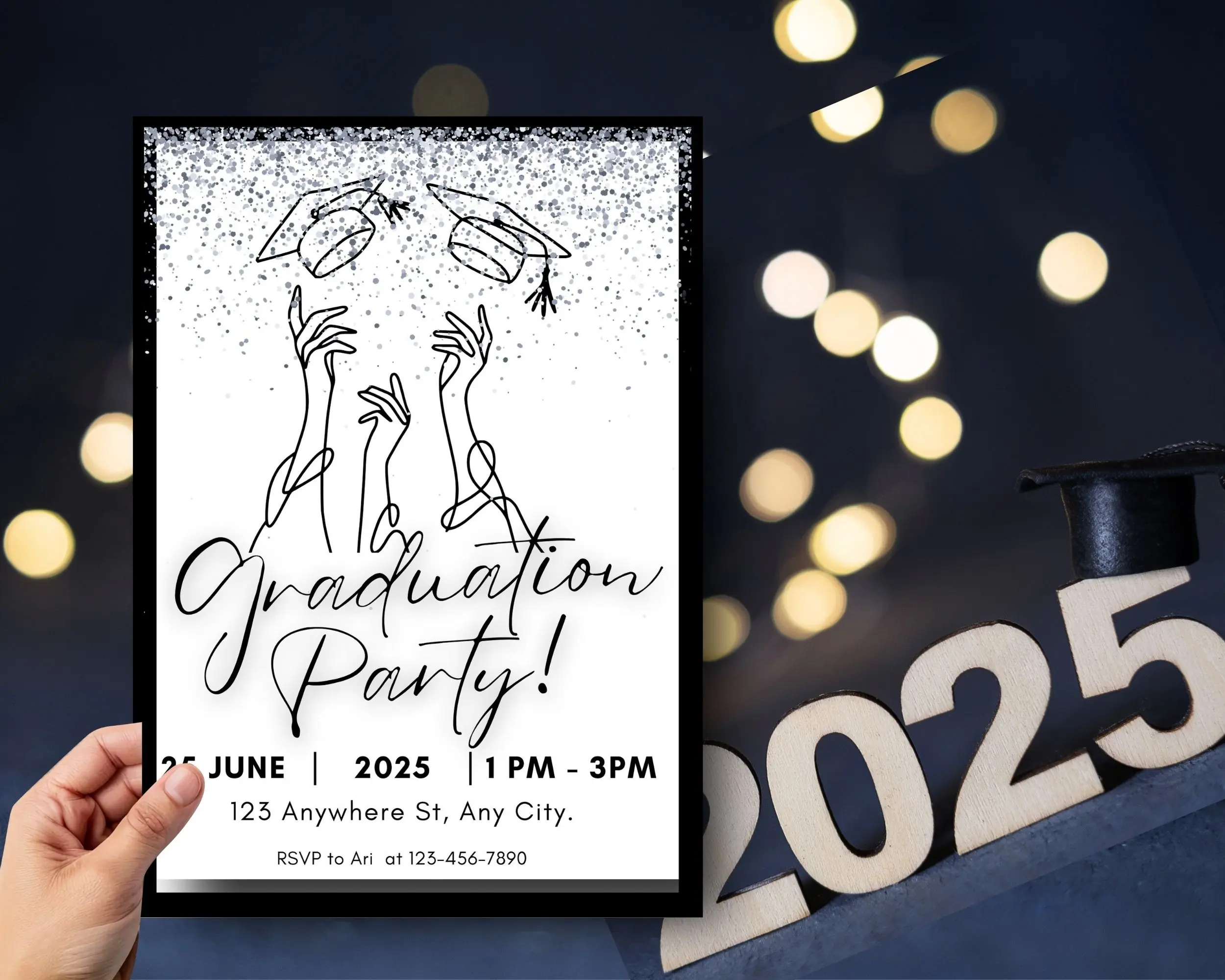 Graduation Party Invite, Digital Editable invitations, Editable printable invites - Image 4