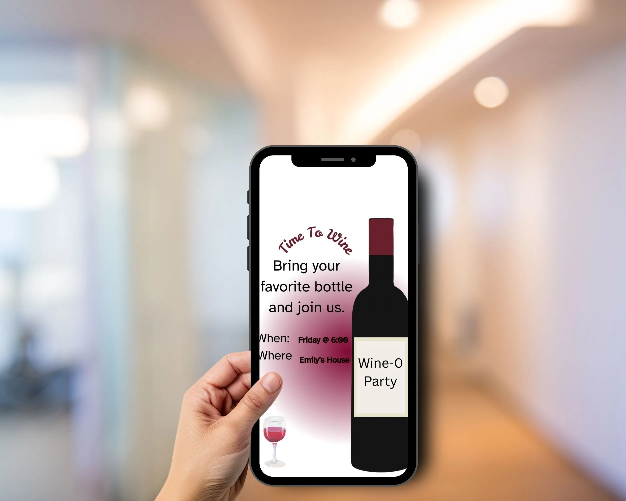 Time to Wine invitation, Wine drinking get together, Digital Editable and printable wine drinking invites - Image 2