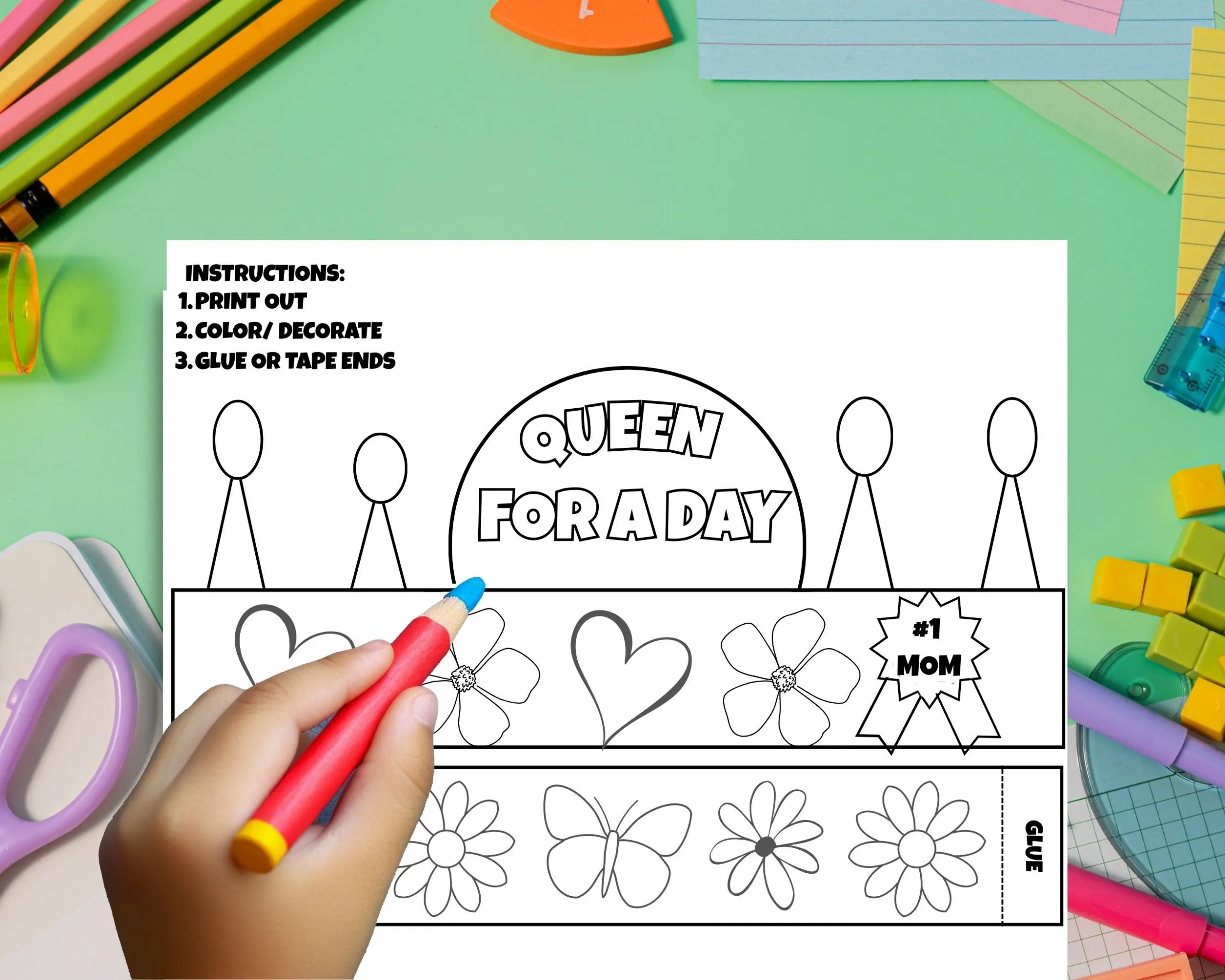Mothers Day Crown Crafts, Mother's Day Activity, Mothers Day Craft, Kids Mothers Day Printable Gift - Image 4